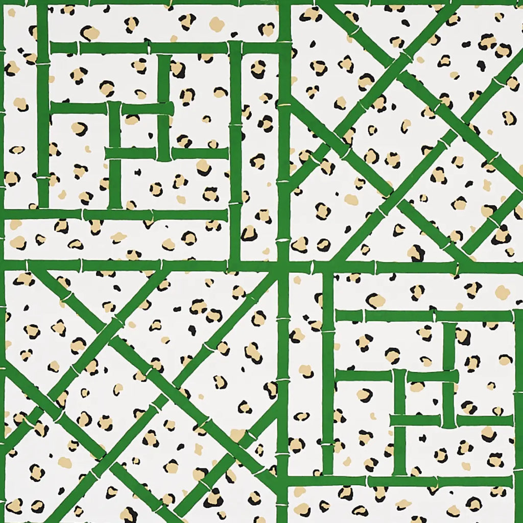 Fancy Beast Wallpaper - Safari Green/Ivory
