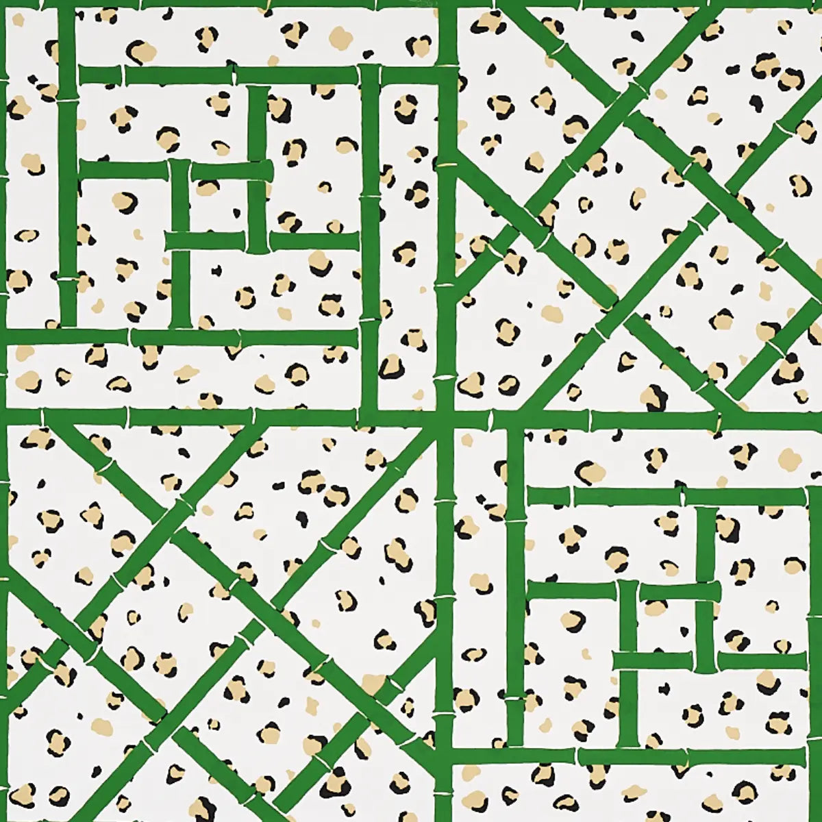 Fancy Beast Wallpaper - Safari Green/Ivory