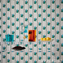 Load image into Gallery viewer, Agave Stripe Wallpaper in an interior setting