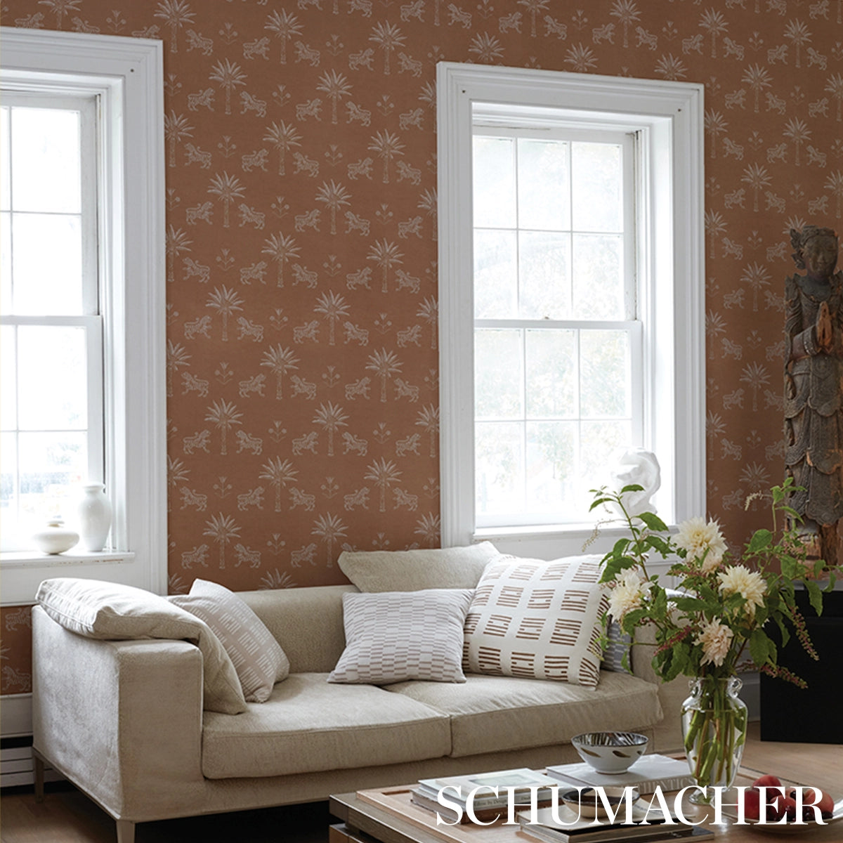 Tiger Palm Silhouette Wallpaper in an interior setting