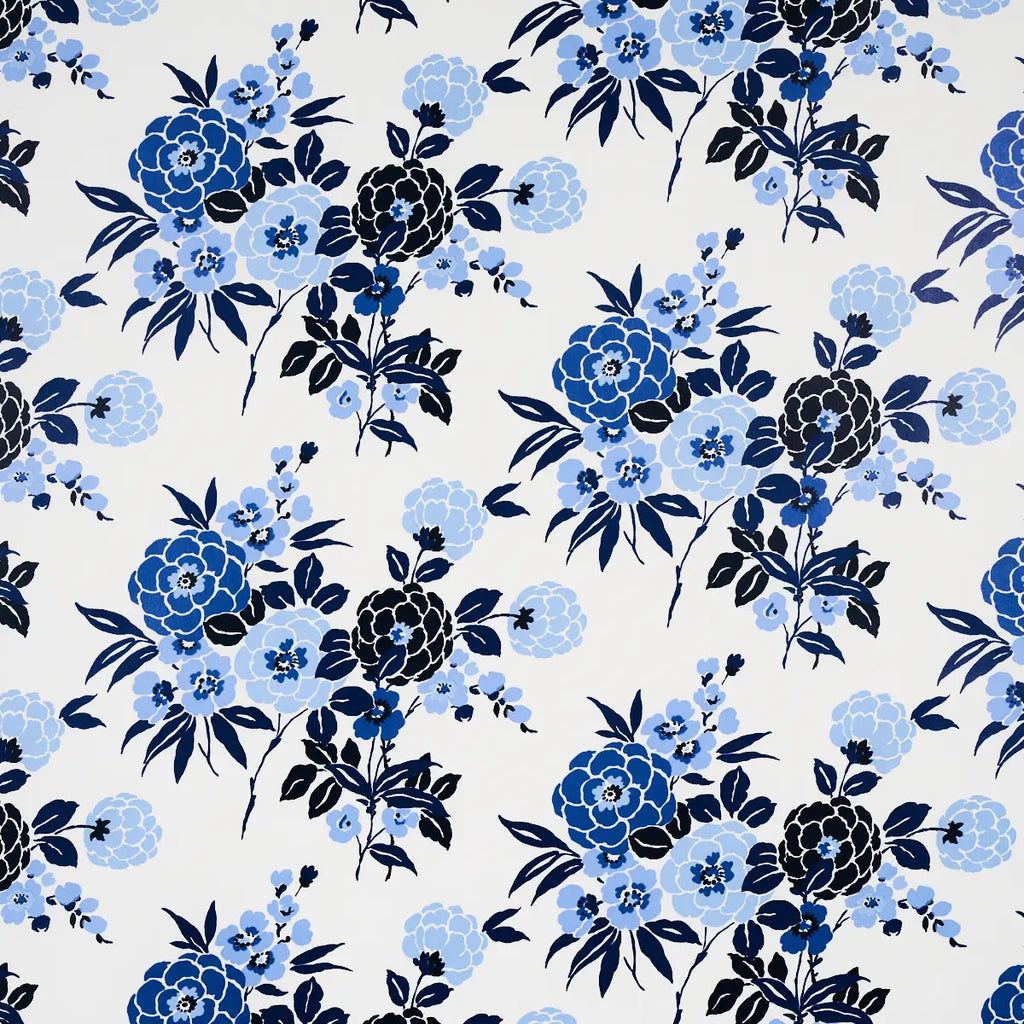 Valentina Floral Wallpaper - Blues