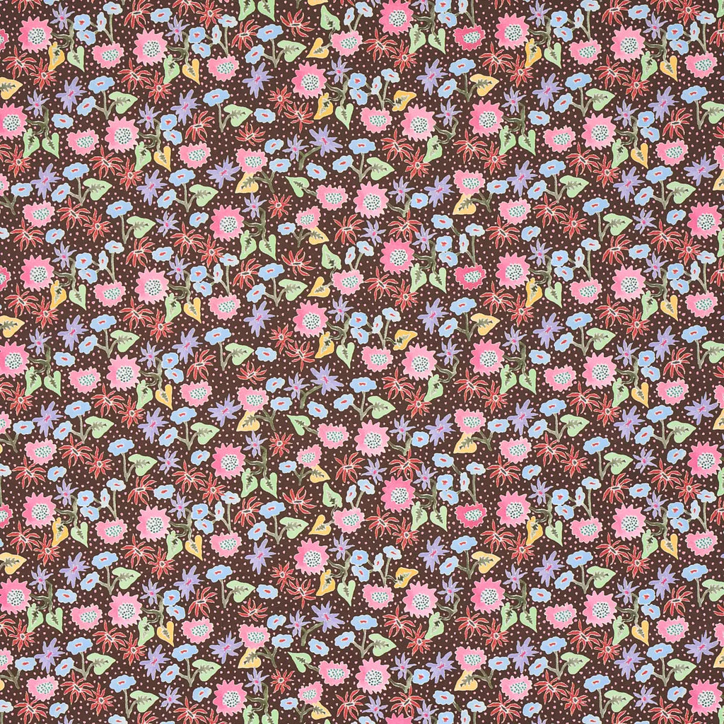 Calico Wallpaper - Multi On Brown