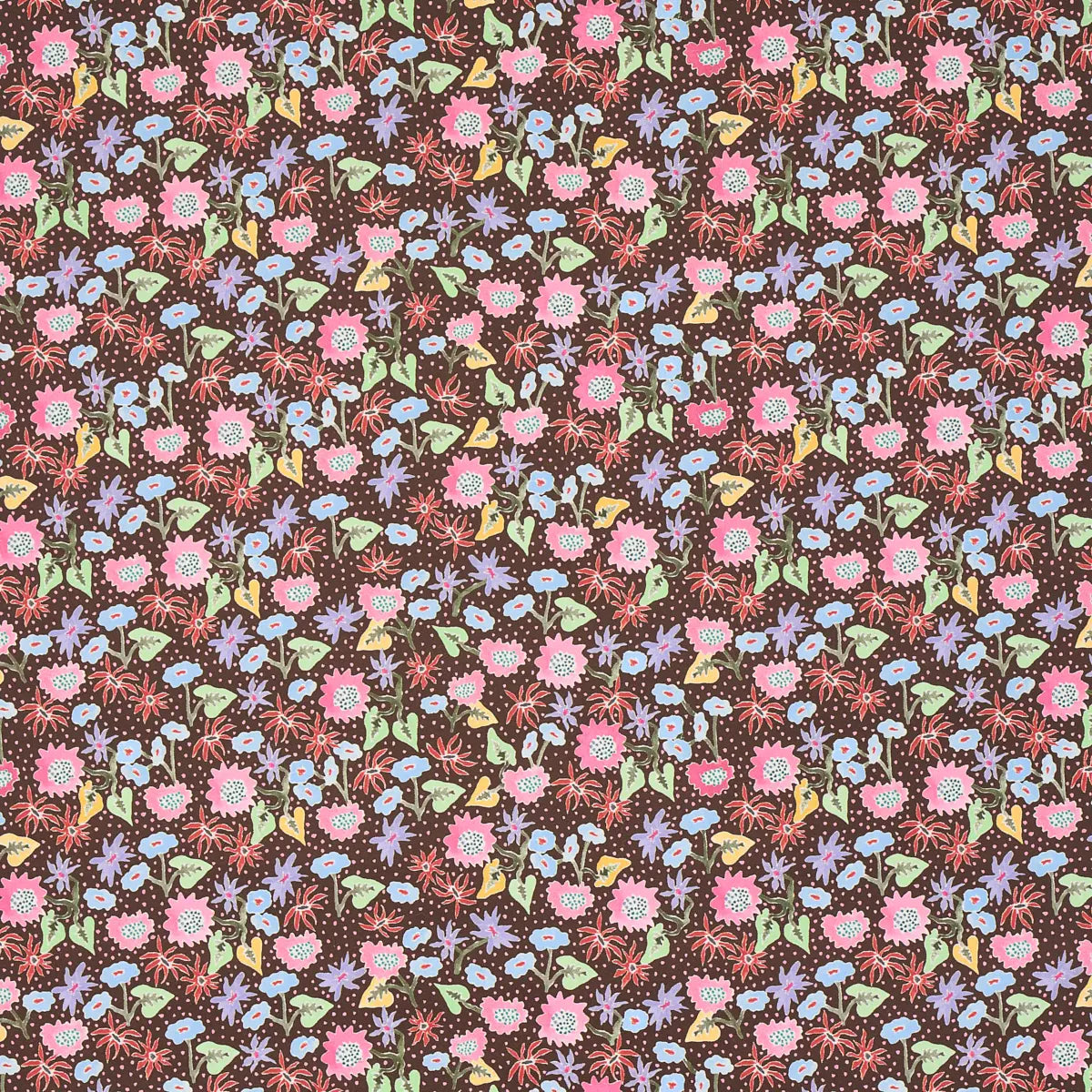 Calico Wallpaper - Multi On Brown