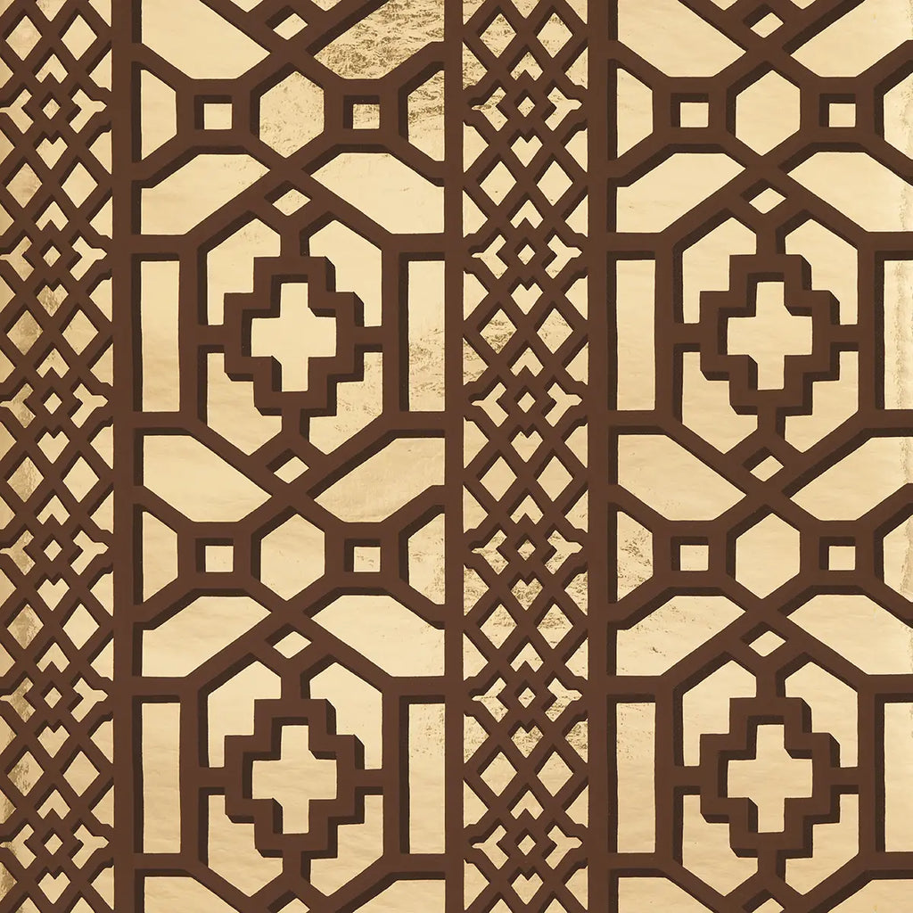 Zanzibar Trellis Mylar Wallpaper - Gold Mylar