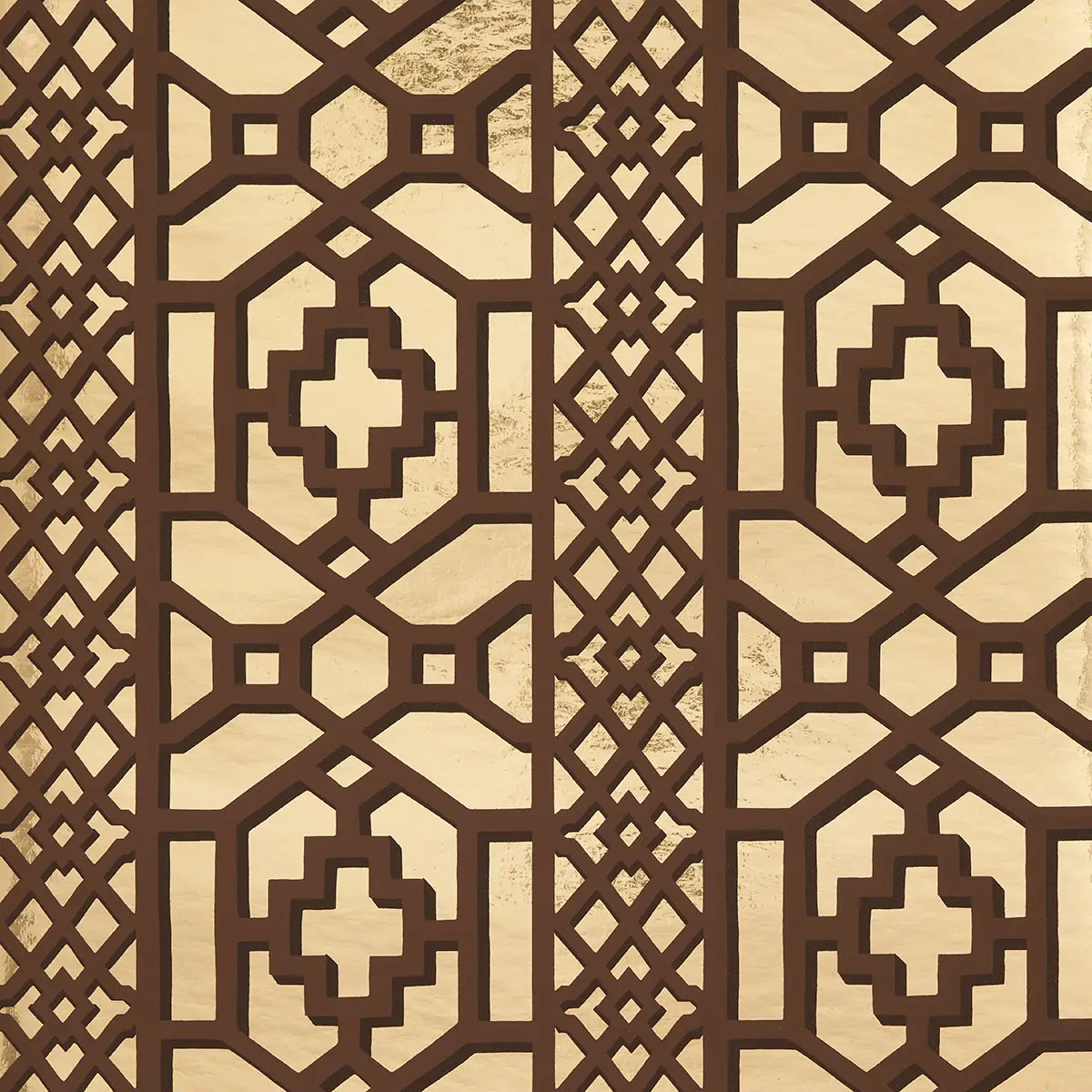 Zanzibar Trellis Mylar Wallpaper - Gold Mylar