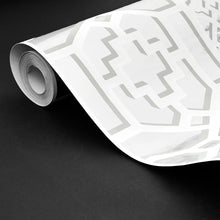 Load image into Gallery viewer, Zanzibar Trellis Mylar Wallpaper in an interior setting