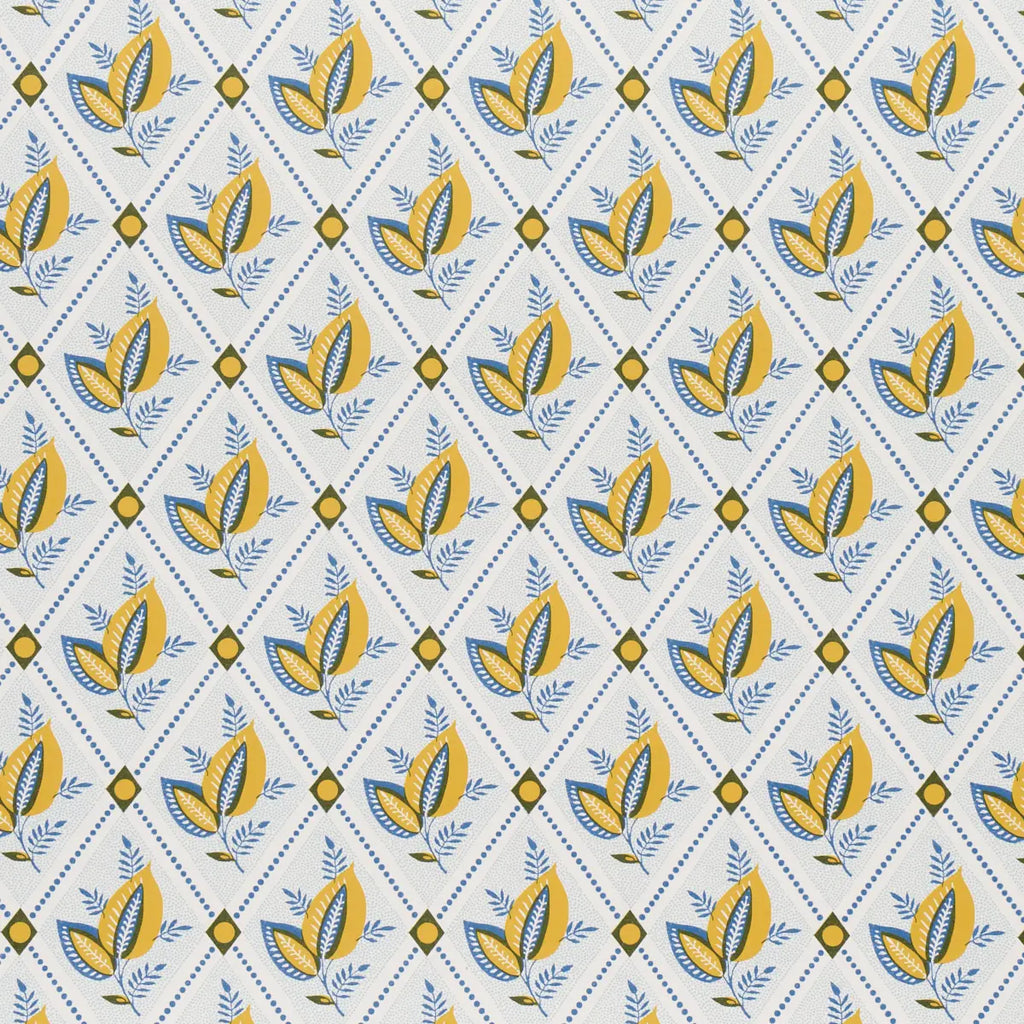 Basile Trellis Wallpaper - Yellow & Blue