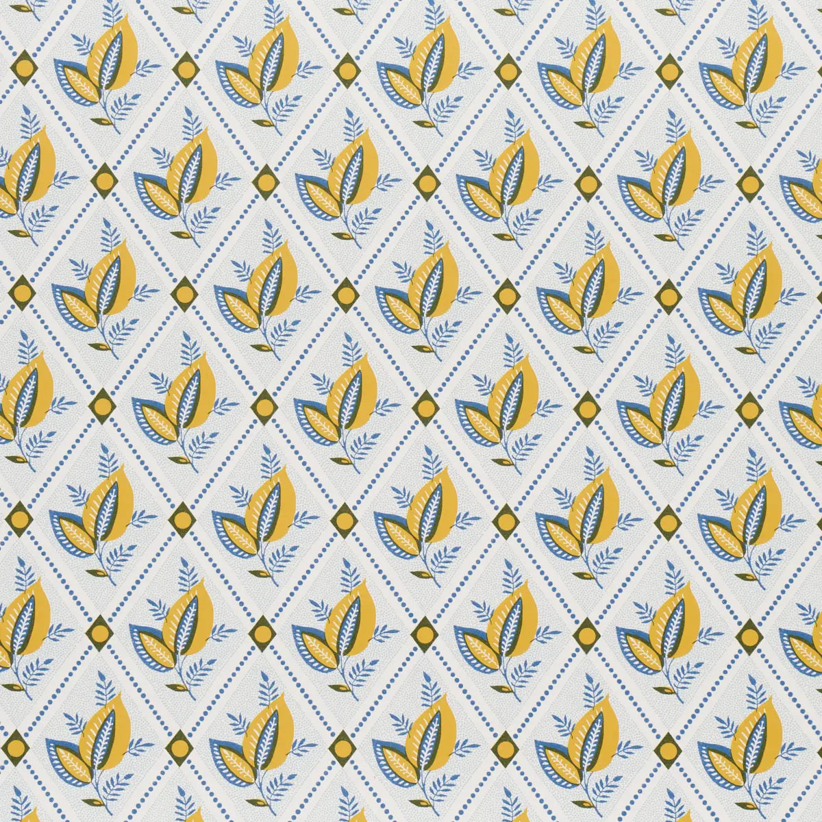 Basile Trellis Wallpaper - Yellow & Blue