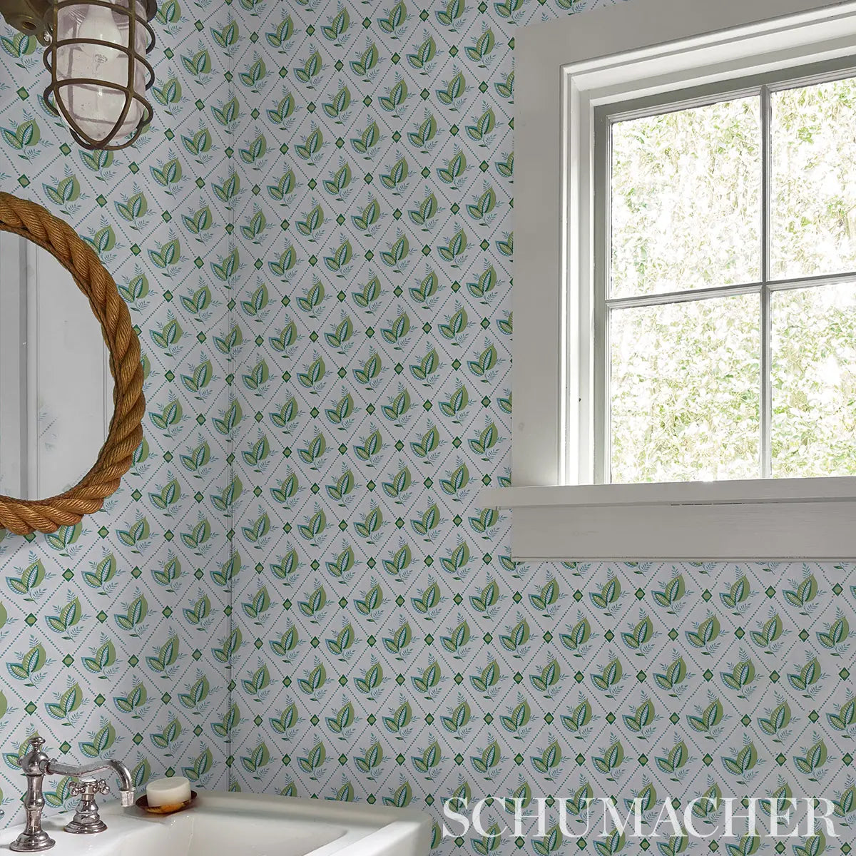 Basile Trellis Wallpaper in an interior setting