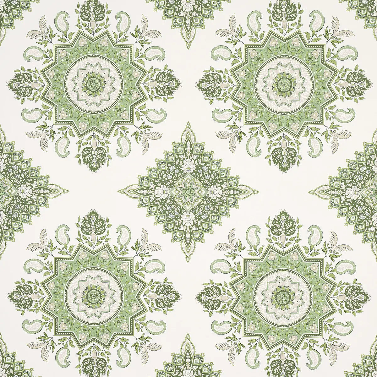 Montecito Medallion Wallpaper - Leaf Green