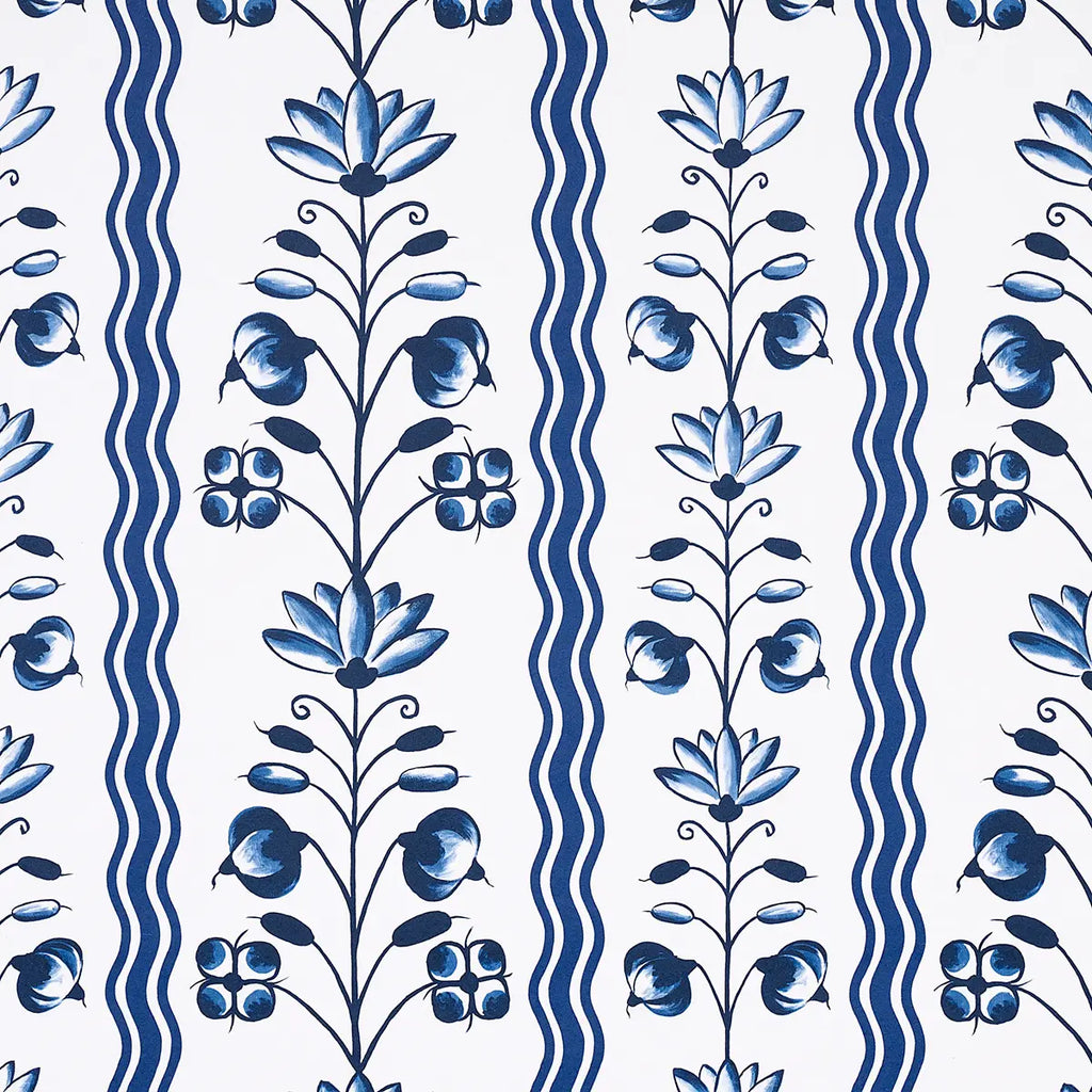 Delft Waves Wallpaper - Blue