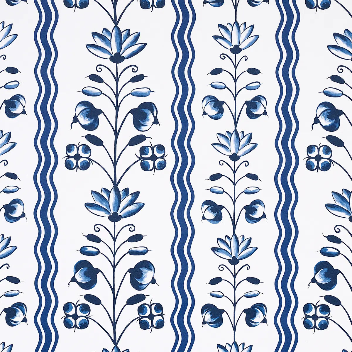 Delft Waves Wallpaper - Blue