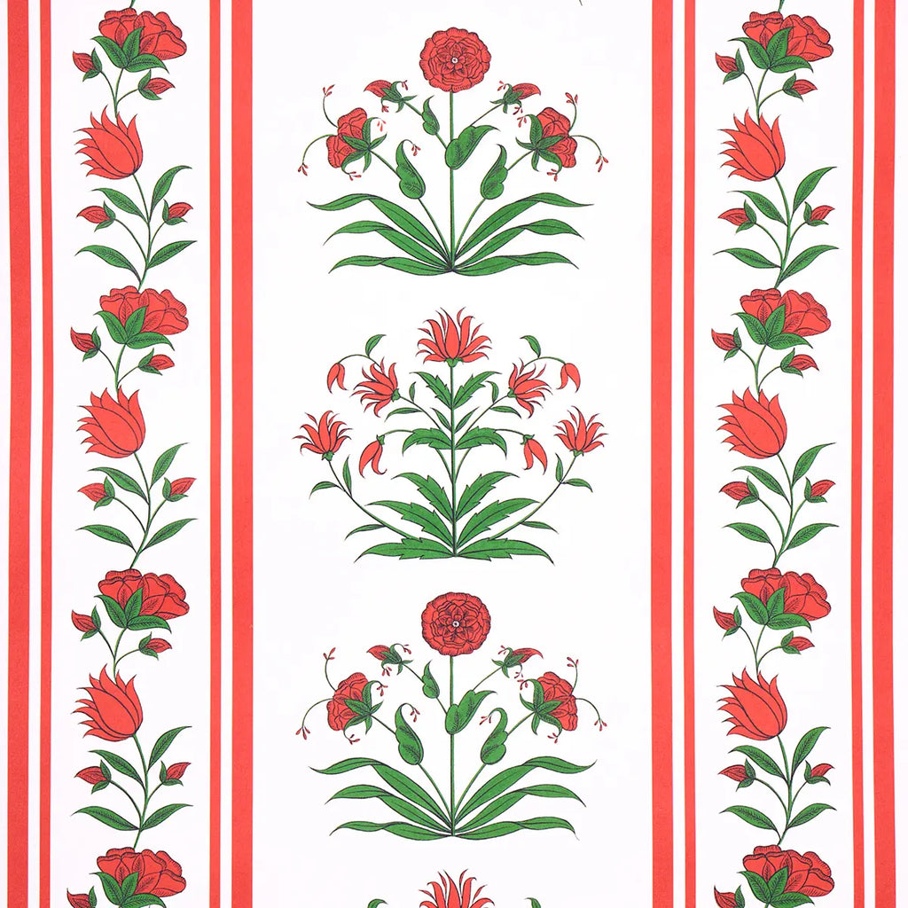 Poppy Stripes Wallpaper - Red