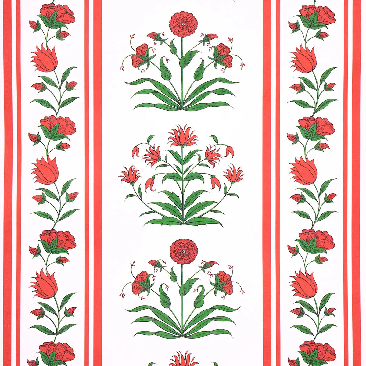 Poppy Stripes Wallpaper - Red