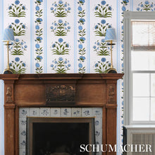 Load image into Gallery viewer, Poppy Stripes Wallpaper in an interior setting
