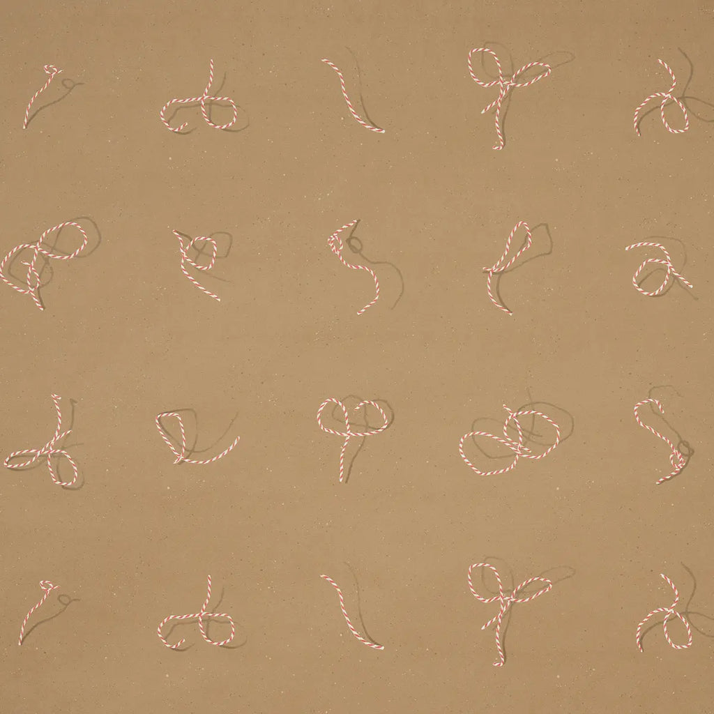 Butcher String Wallpaper - Red And White On Brown