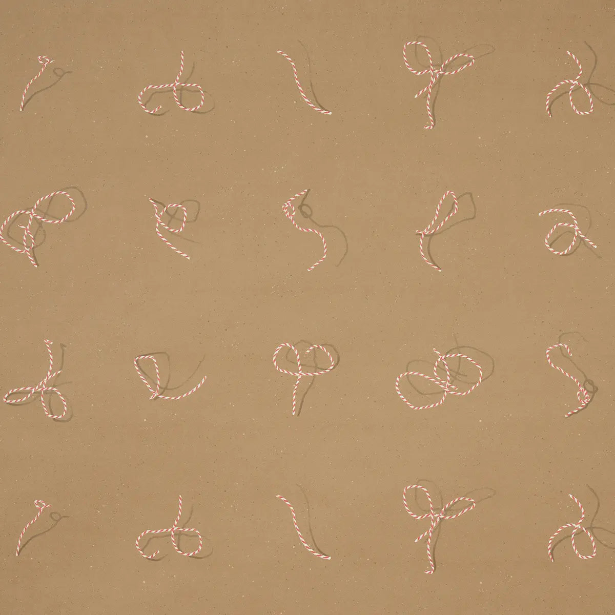 Butcher String Wallpaper - Red And White On Brown