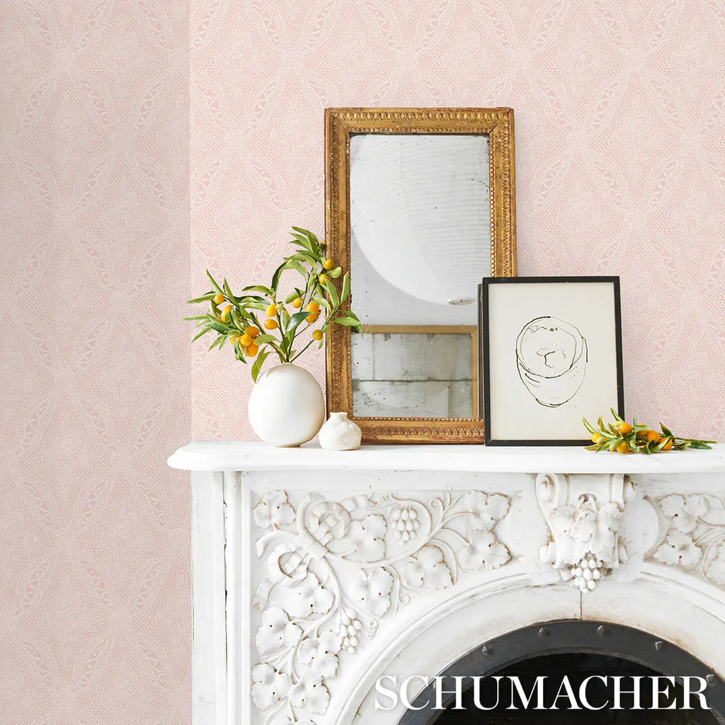 Cosette Lace Wallpaper in an interior setting