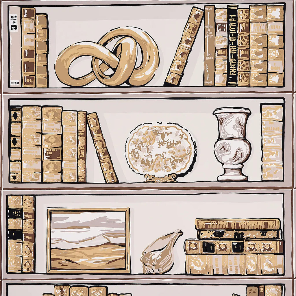 Natalie’s Library Wallpaper - Mocha