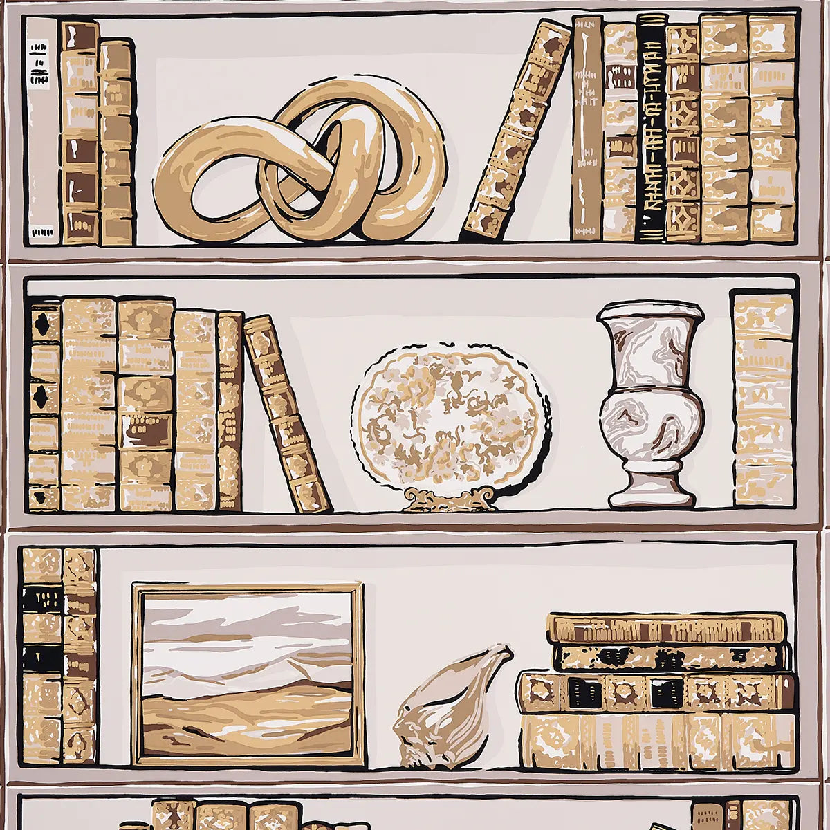 Natalie’s Library Wallpaper - Mocha
