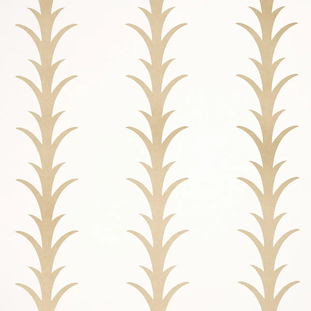 Acanthus Stripe Wallpaper - Gold On Ivory