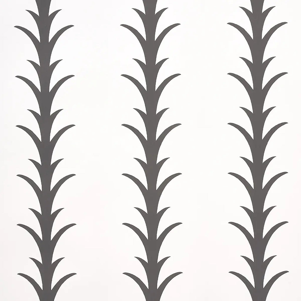 Acanthus Stripe Wallpaper - Carbon On Ivory