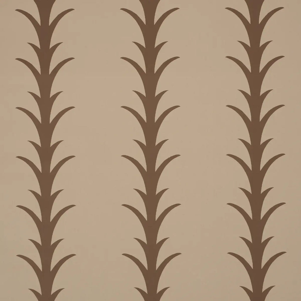 Acanthus Stripe Wallpaper - Brown On Beige