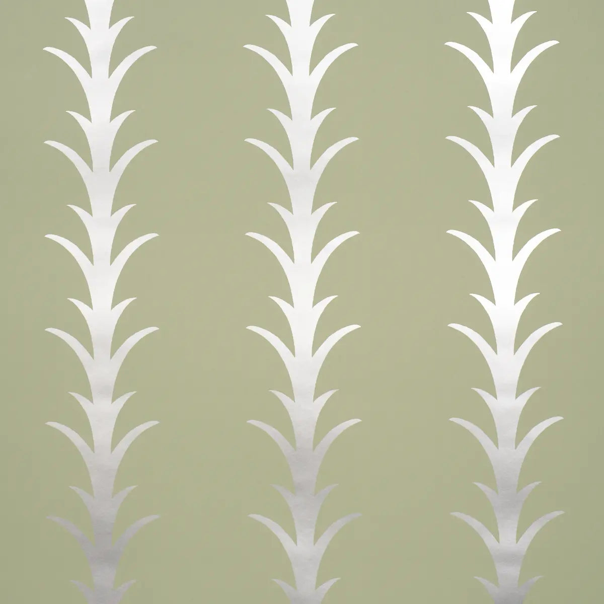 Acanthus Stripe Wallpaper - Metallic On Sage