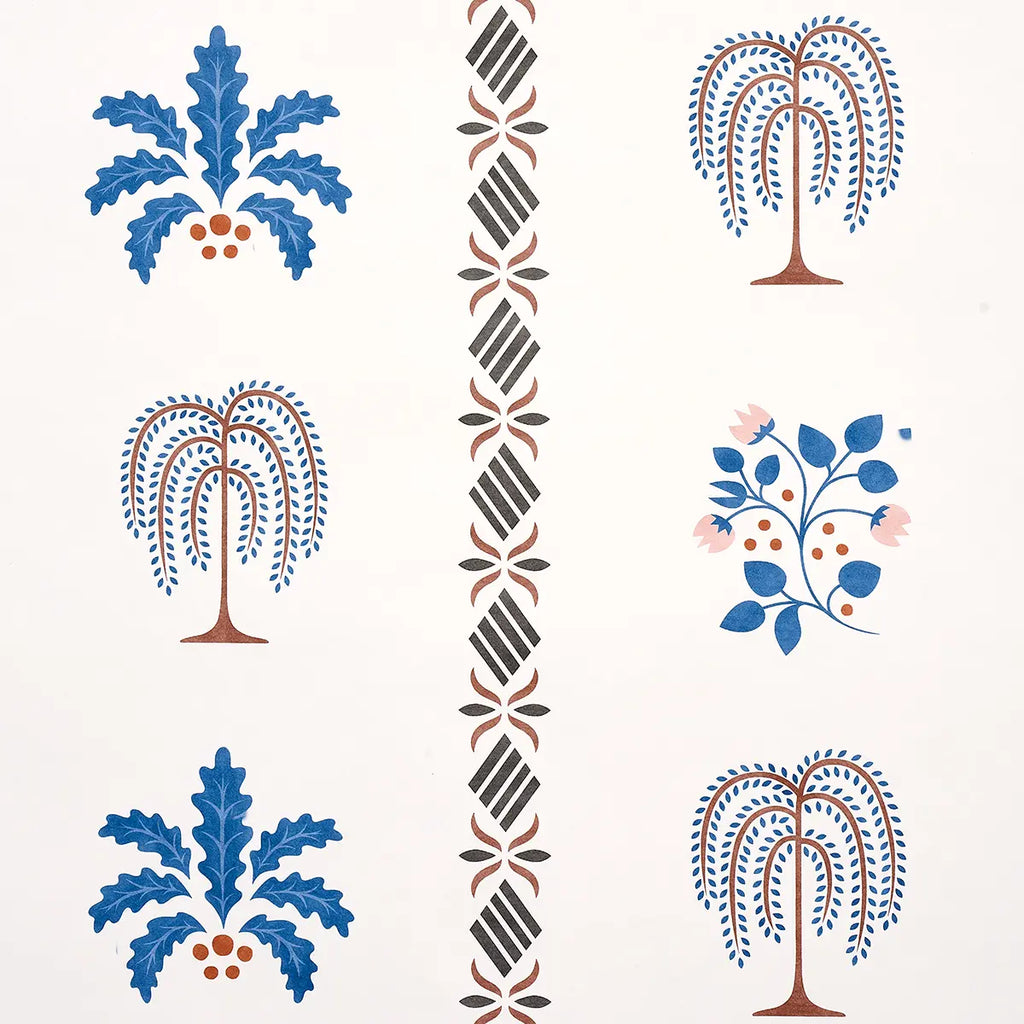 Willard House Stencil Wallpaper - Blue