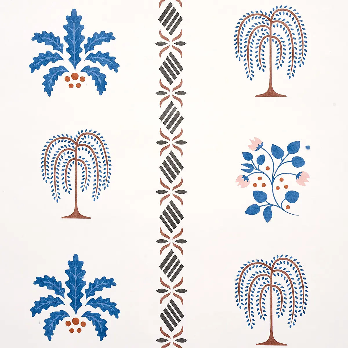 Willard House Stencil Wallpaper - Blue