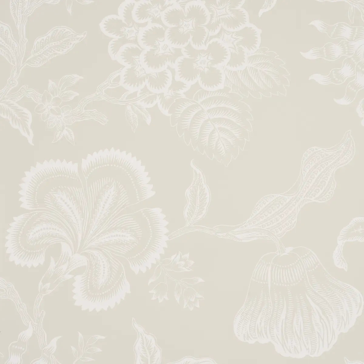 Hothouse Flowers Silhouette Wallpaper - Cream