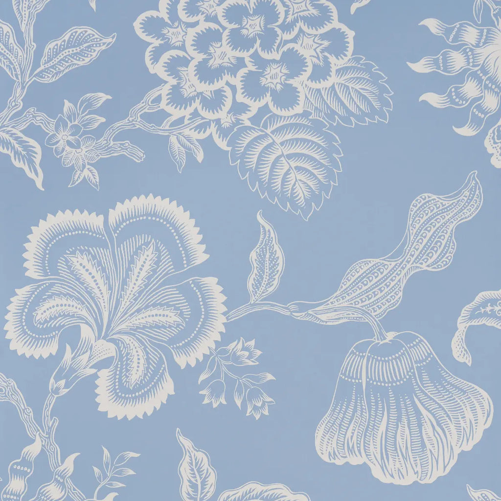 Hothouse Flowers Silhouette Wallpaper - Bliss Blue
