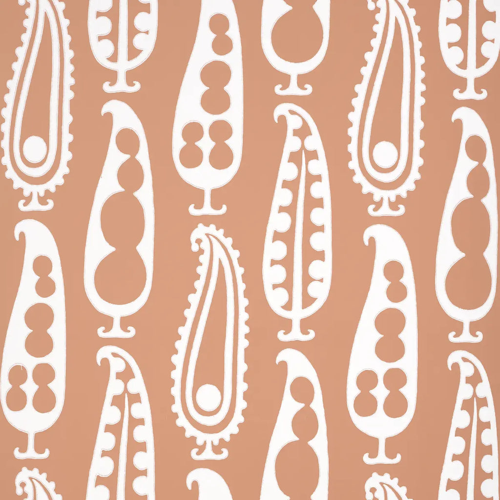 Paisley Peas Wallpaper - Terracotta