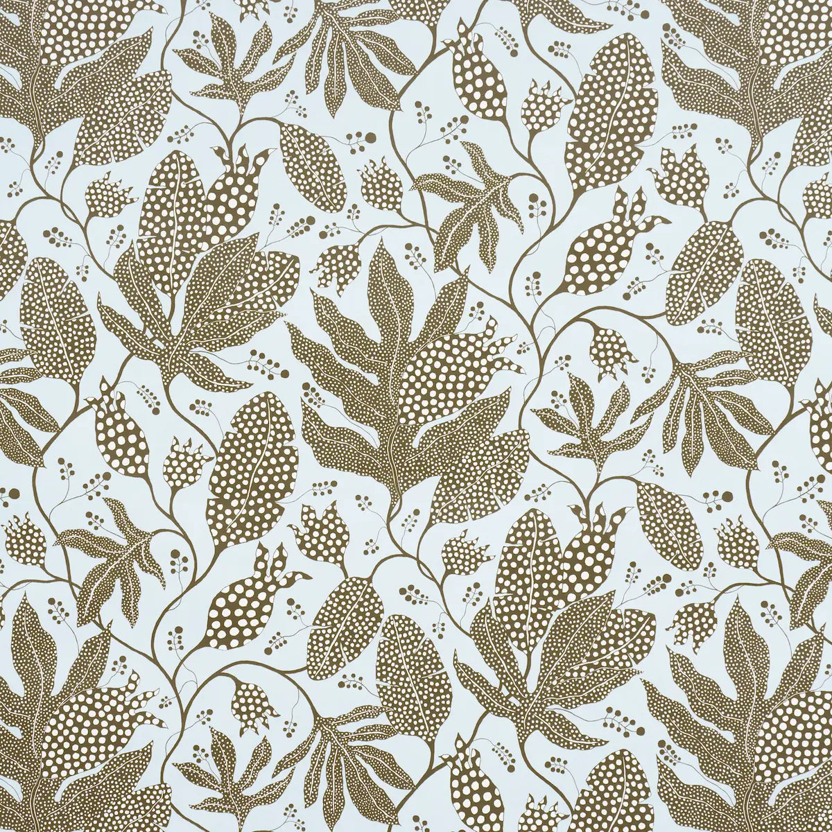 Polka Dot Jungle Wallpaper - Brown & Sky
