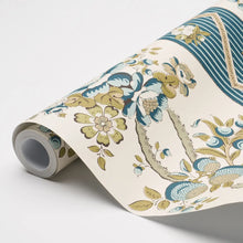 Load image into Gallery viewer, Sylvain Floral Stripe Wallpaper in an interior setting