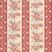Load image into Gallery viewer, Sylvain Floral Stripe Wallpaper - Rouge