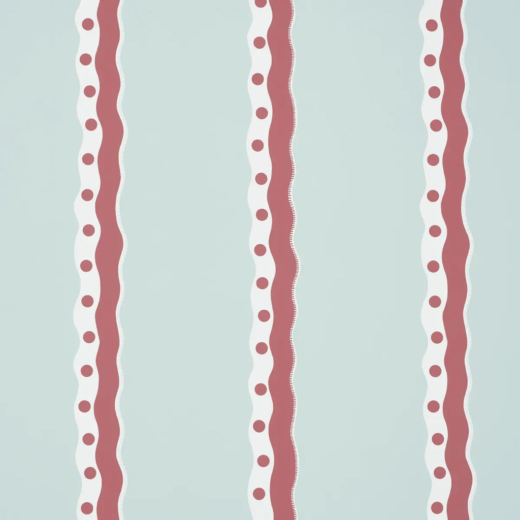 Rousseau Stripe Wallpaper - Rouge & Sky