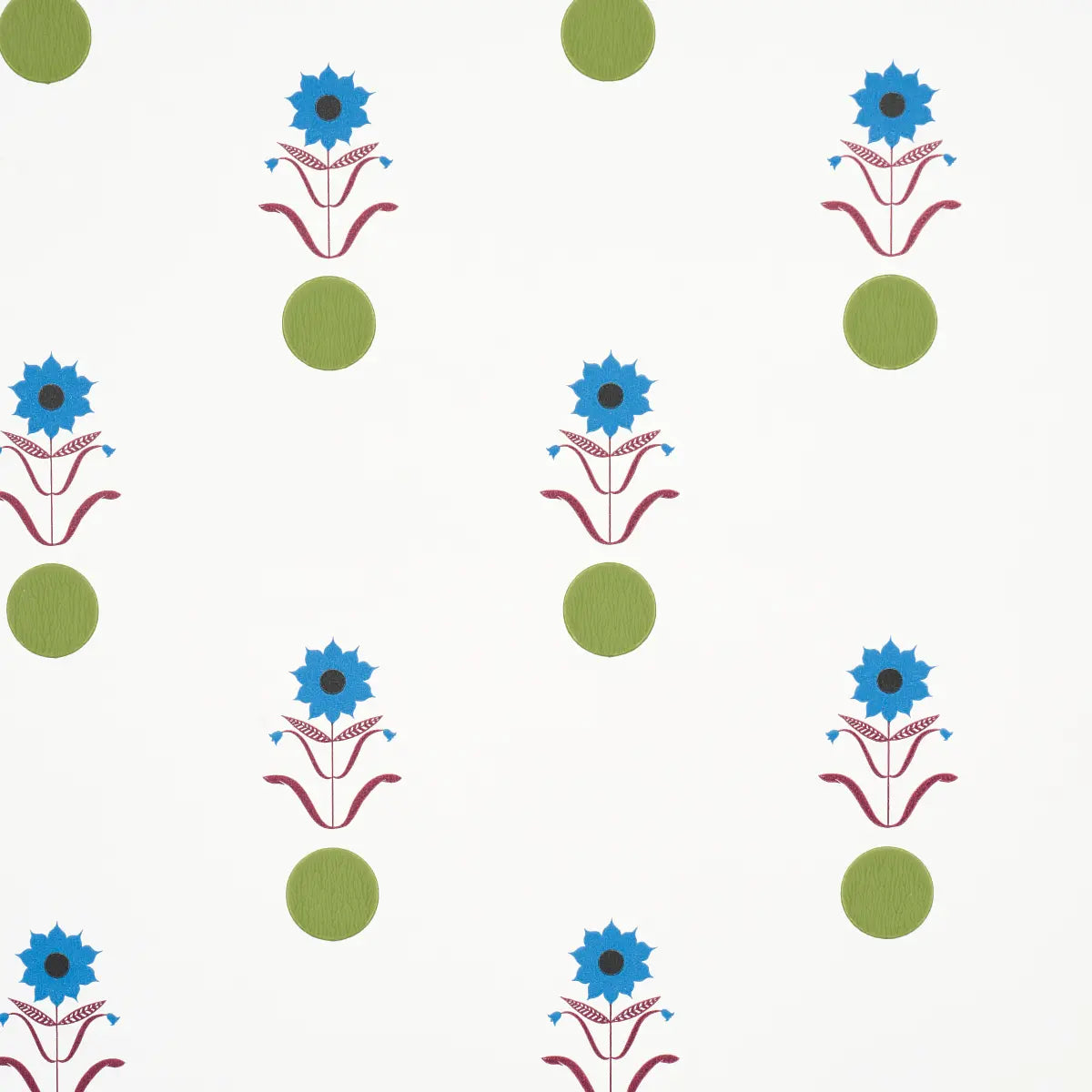 Forget Me Dots Wallpaper - Blue & Plum