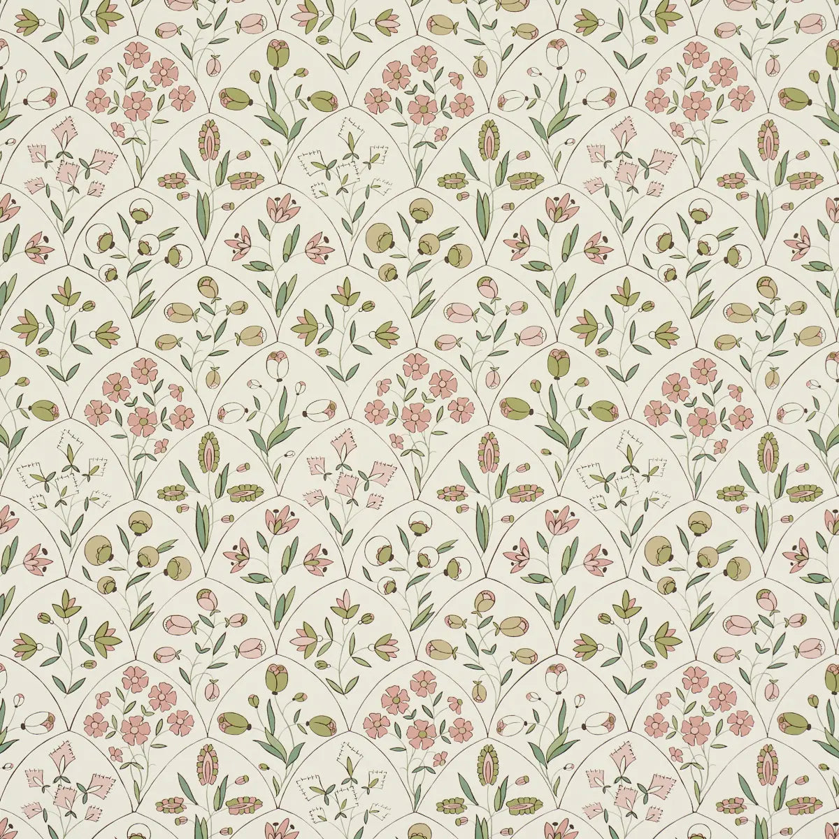 Frances Scallop Floral Wallpaper