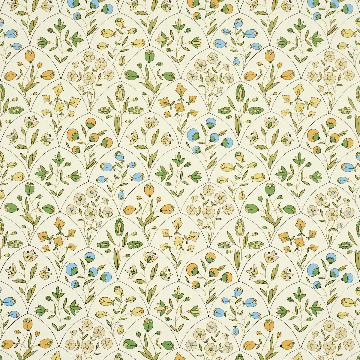 Frances Scallop Floral Wallpaper - Document