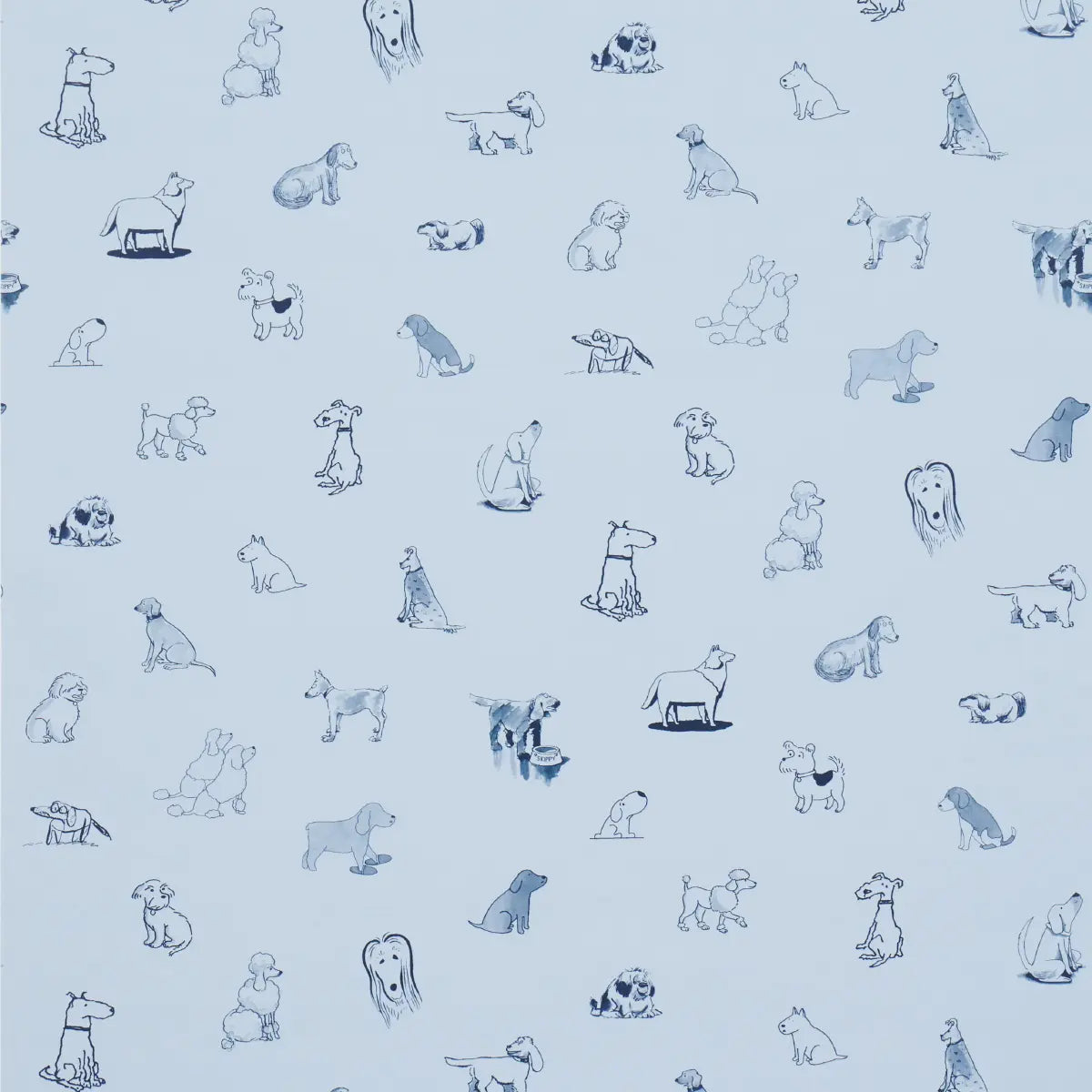 Good Dogs Everywhere Wallpaper - Sky & Navy Blue