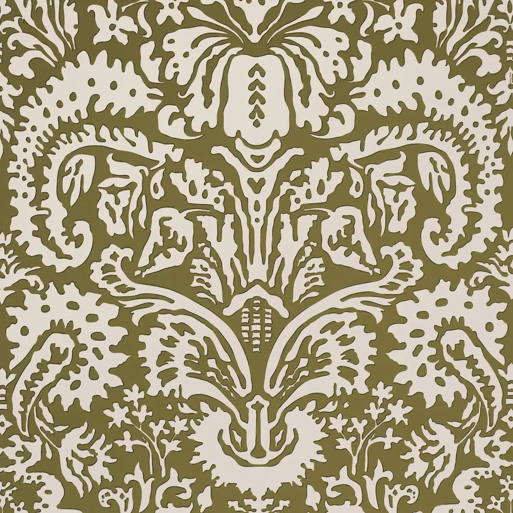 Suffolk Damask Wallpaper - Olive