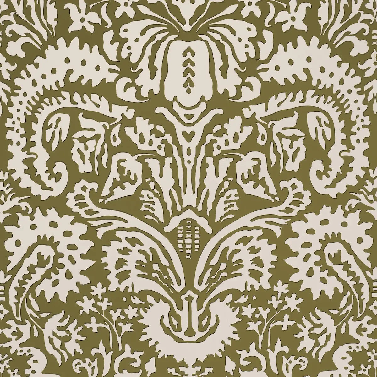 Suffolk Damask Wallpaper - Olive