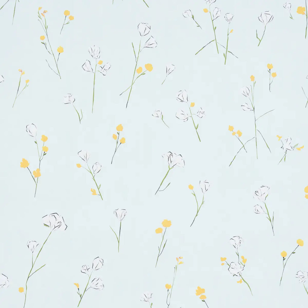 Alex's Floral Wallpaper - Mist Blue
