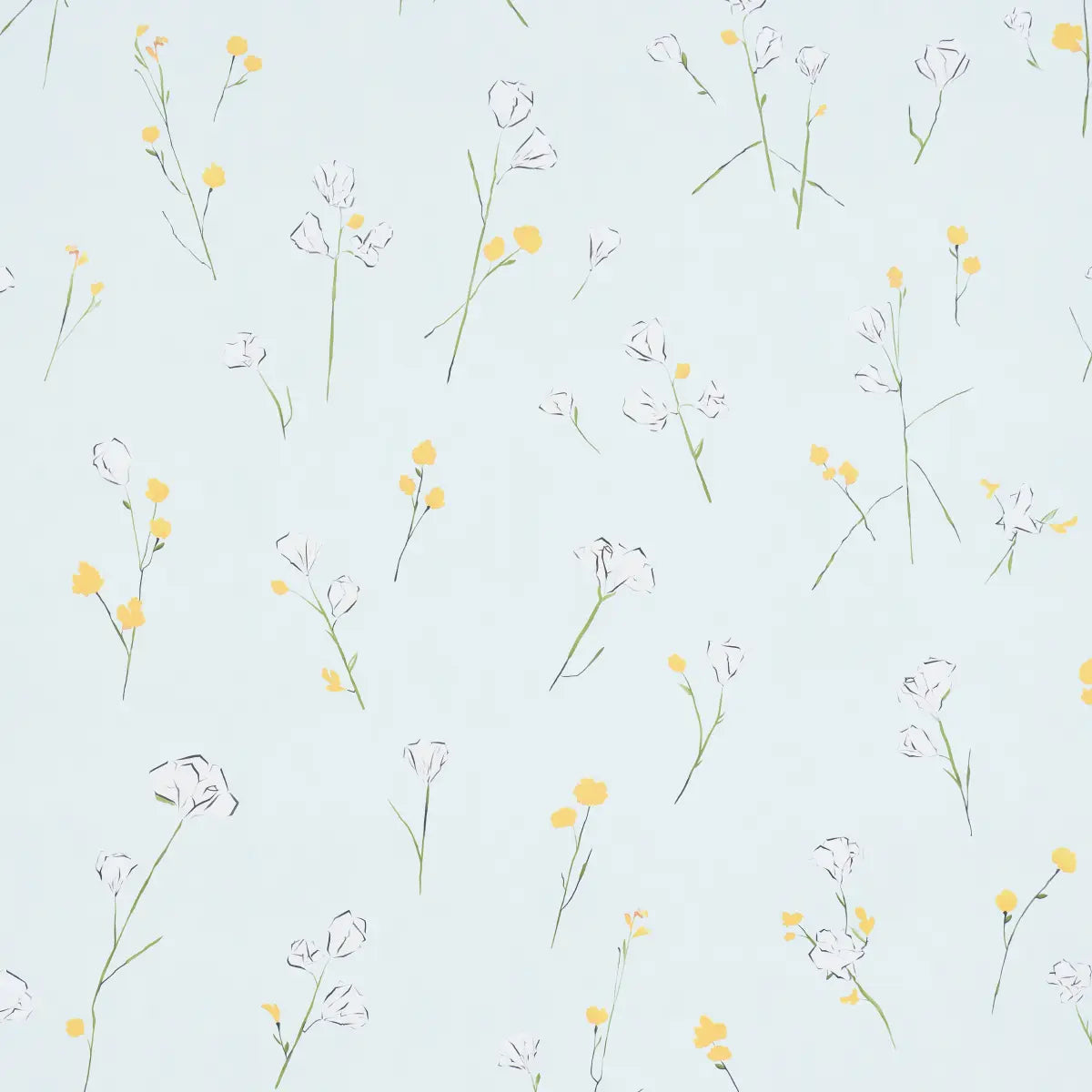 Alex's Floral Wallpaper - Mist Blue
