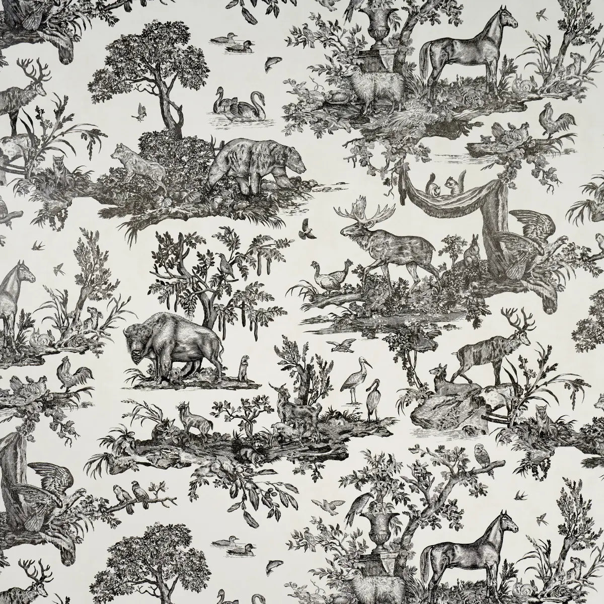 Western Toile Wallpaper - Carbon
