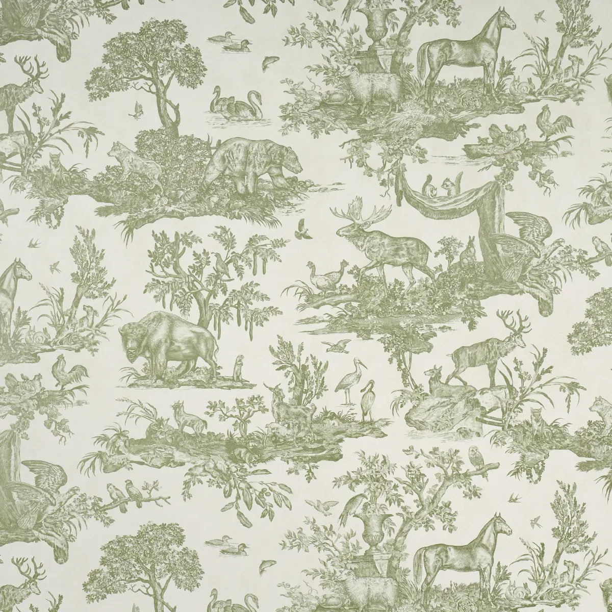 Western Toile Wallpaper - Olive