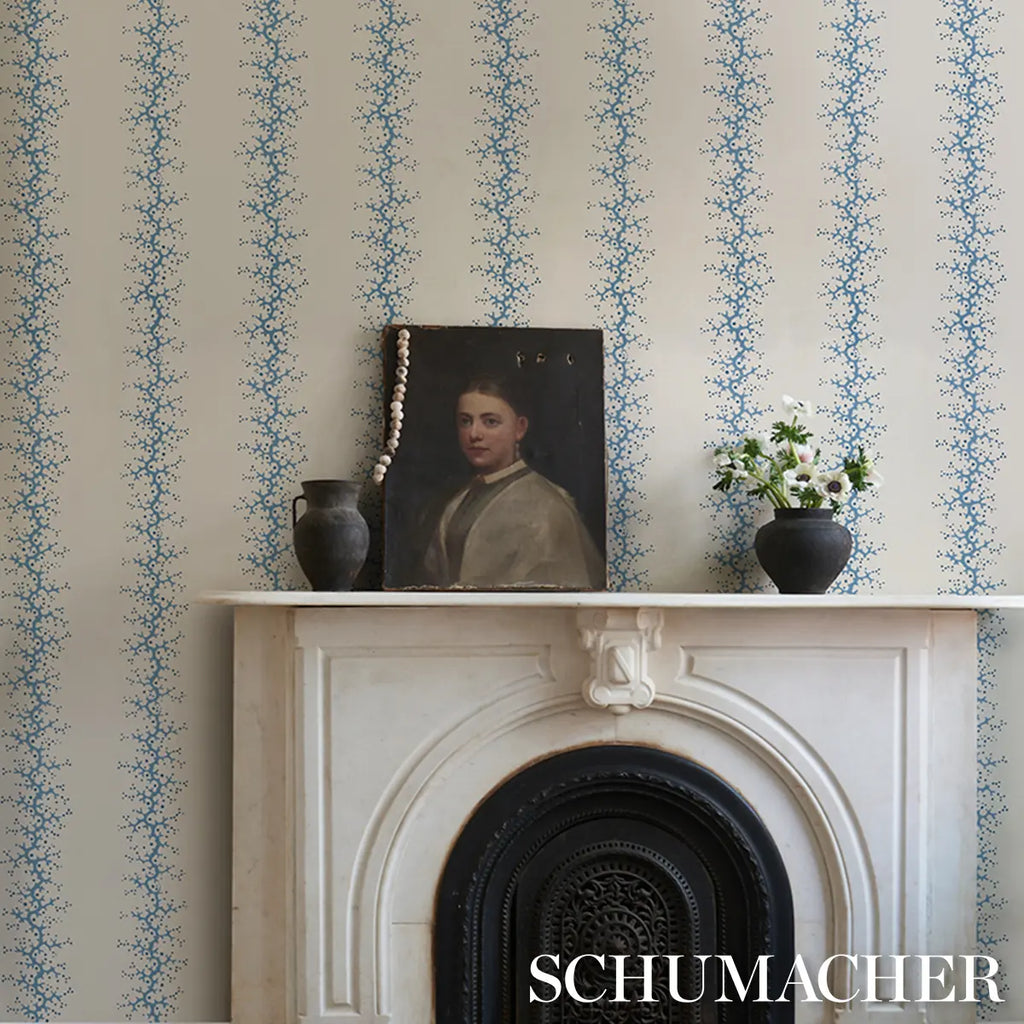 Coral Stripe Wallpaper in an interior setting