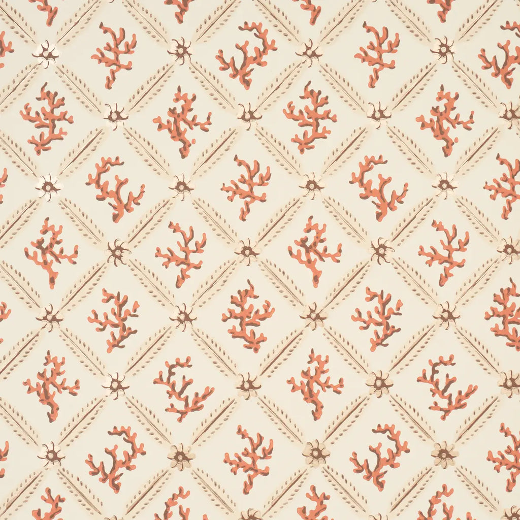 Corail Leaf Trellis Wallpaper