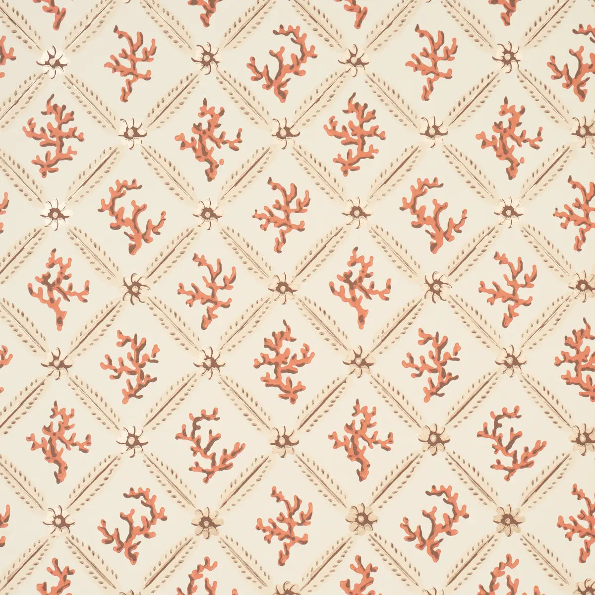 Corail Leaf Trellis Wallpaper